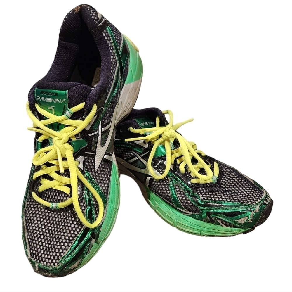 Brooks Ravenna Running Shoes Mens Size 8.5 Black Green Neon